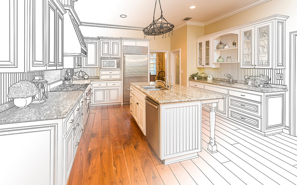 Sketch photo of kitchen layout